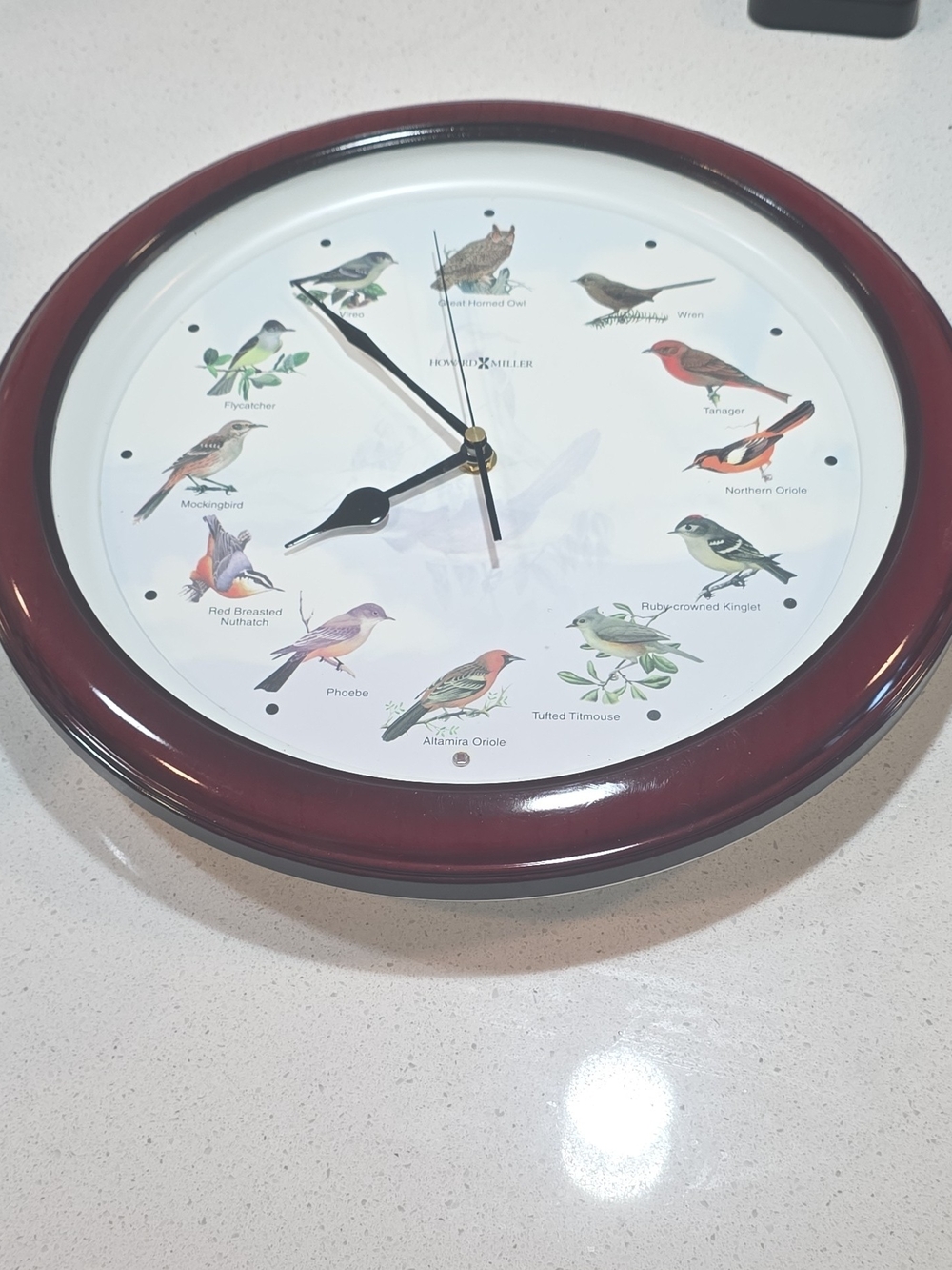 Howard Miller Bird  Wall Clock in Mahogany Frame On The Hour Each Bird Sings